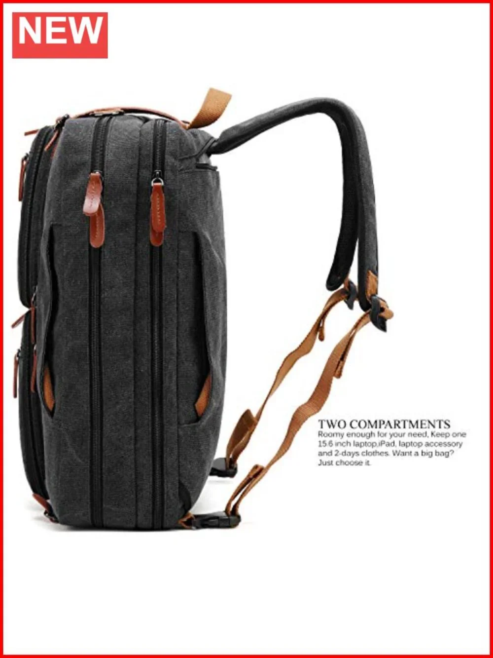 Convertible Laptop Backpack Messenger Shoulder Bag Canvas Travel Briefcase